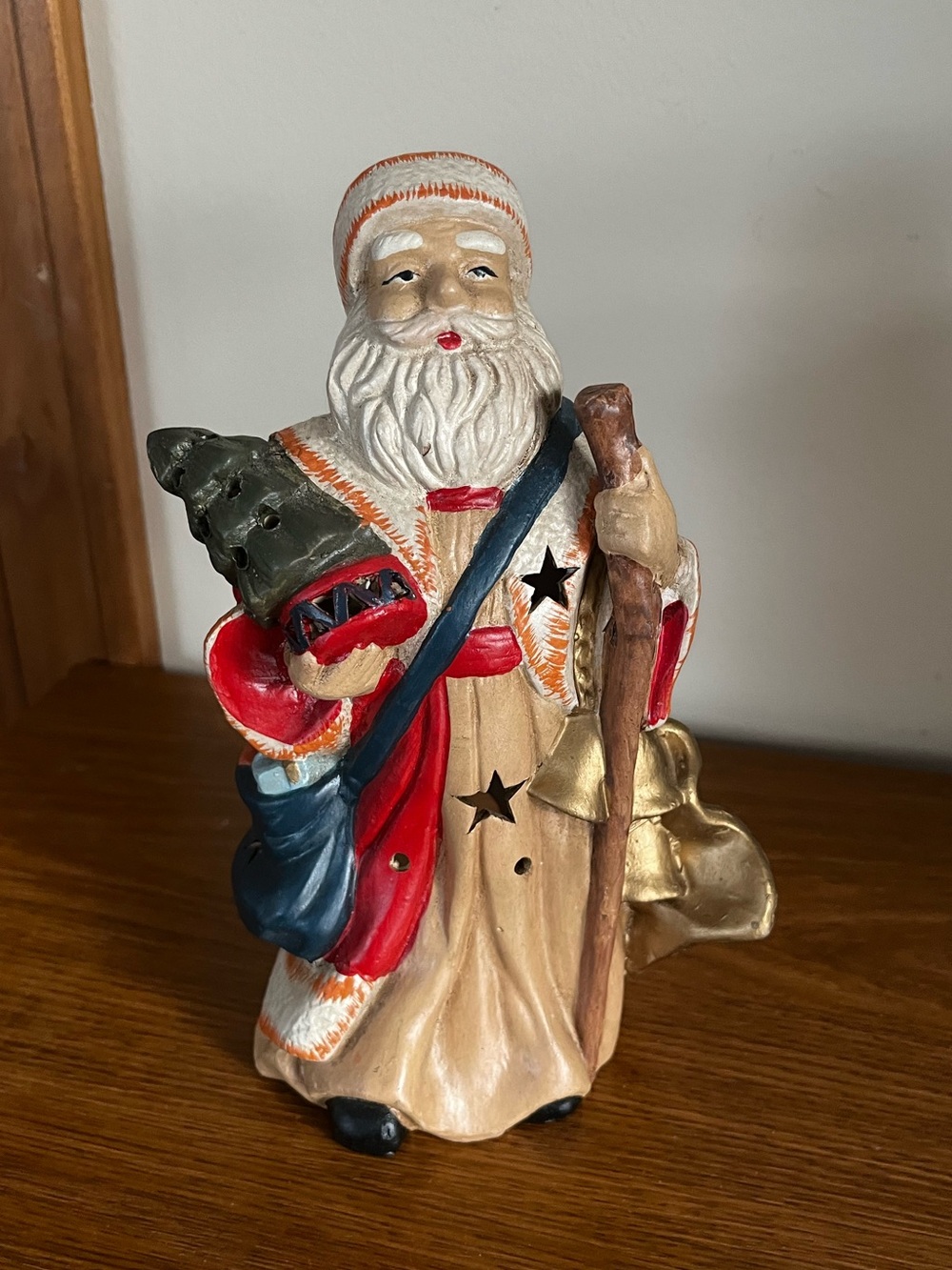 Festive Red and Cream Santa Figurine Holiday Decor